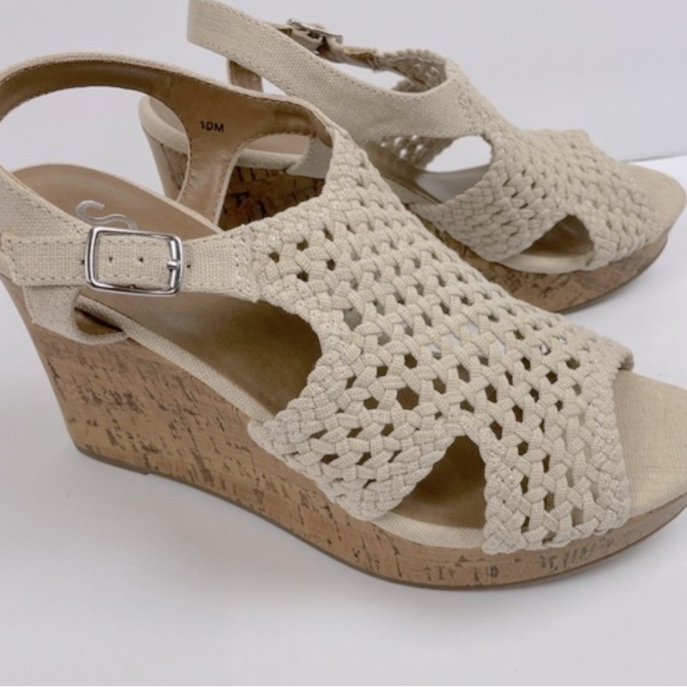SO Taffy Natural Woven Wedge Sandals NIB NWT